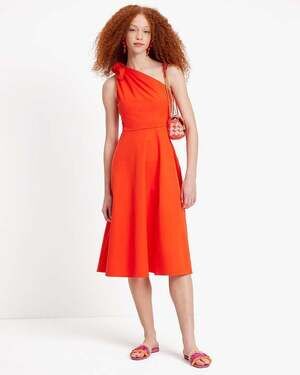 Kate Spade New York One-Shoulder Bow Midi Dress Size 12